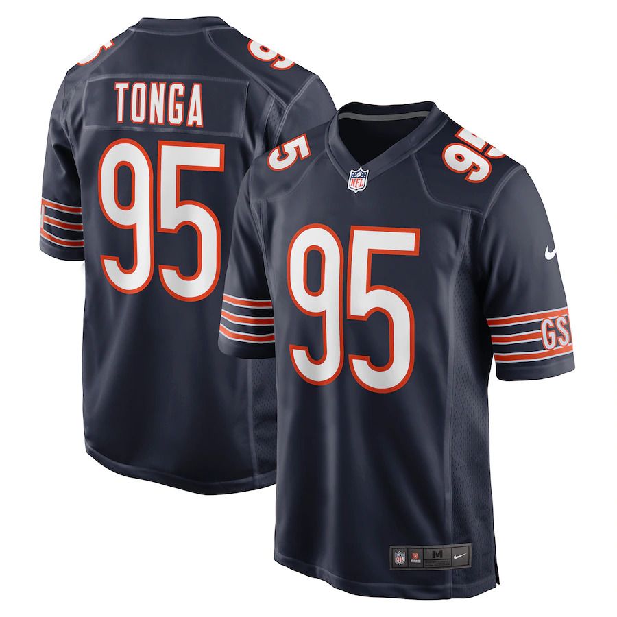 Men Chicago Bears #95 Khyiris Tonga Nike Navy Game NFL Jersey->chicago bears->NFL Jersey